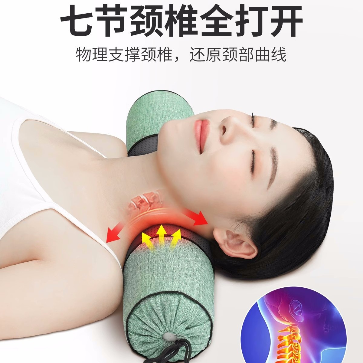 Гречневая подушка для шеи, специальная массажная подушка для сна, жесткая цилиндрическая подушка