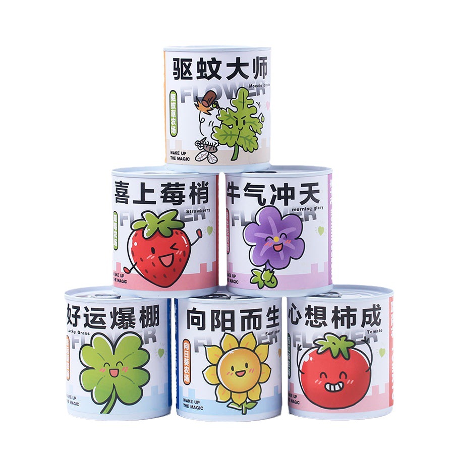Children's Reward Small Gift Pull-Tab Canister Potted Indoor Mini Desktop Green Plant Trendy Canned Decorative Small Potted Plant