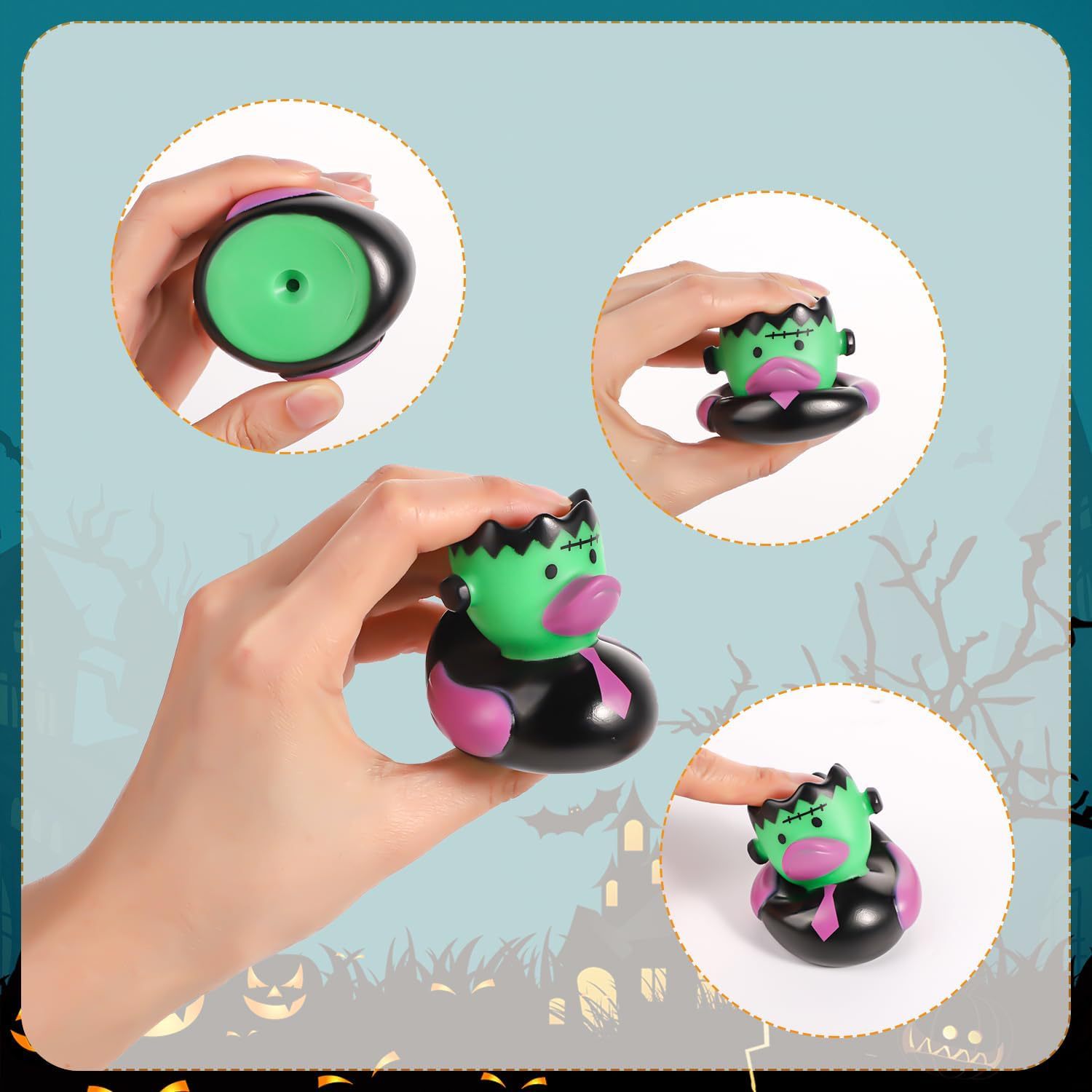 Cross-Border Hot New Product Enamel 6cm Halloween Duck Party Gift Squeaking Water Toy Little Yellow Duck