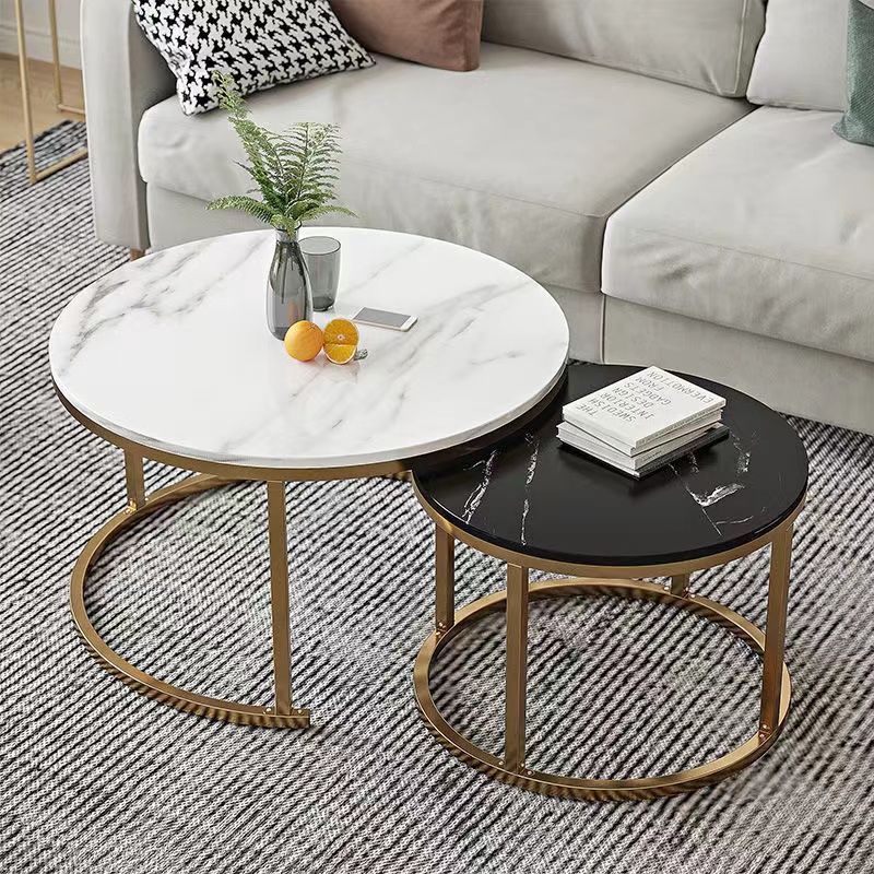 Nordic Style Cyber Popular Simple Coffee Table Modern Creative Home Round Coffee Table Living Room High Feeling Iron Light Luxury Round Size