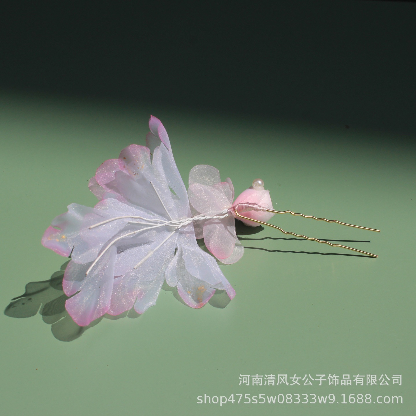Hanfu Hair Accessory with Lotus Flower Design, New Ancient Style Original Sheer Silk Yarn, Super Fairy New Chinese Style Hair Ornament with Soft Rod Hairpin
