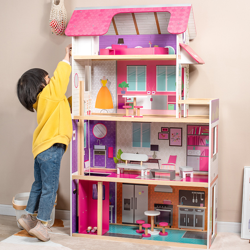 Children's diy hand-assembled Doll House wooden girl play house toy simulation Villa princess castle suit