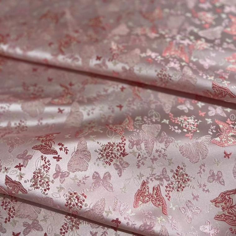 High Precision Butterfly Yarn-dyed Large Jacquard All Polyester Song Brocade Brocade Vest Cotton-padded Jacket New Chinese Style Top Fabric Fabric