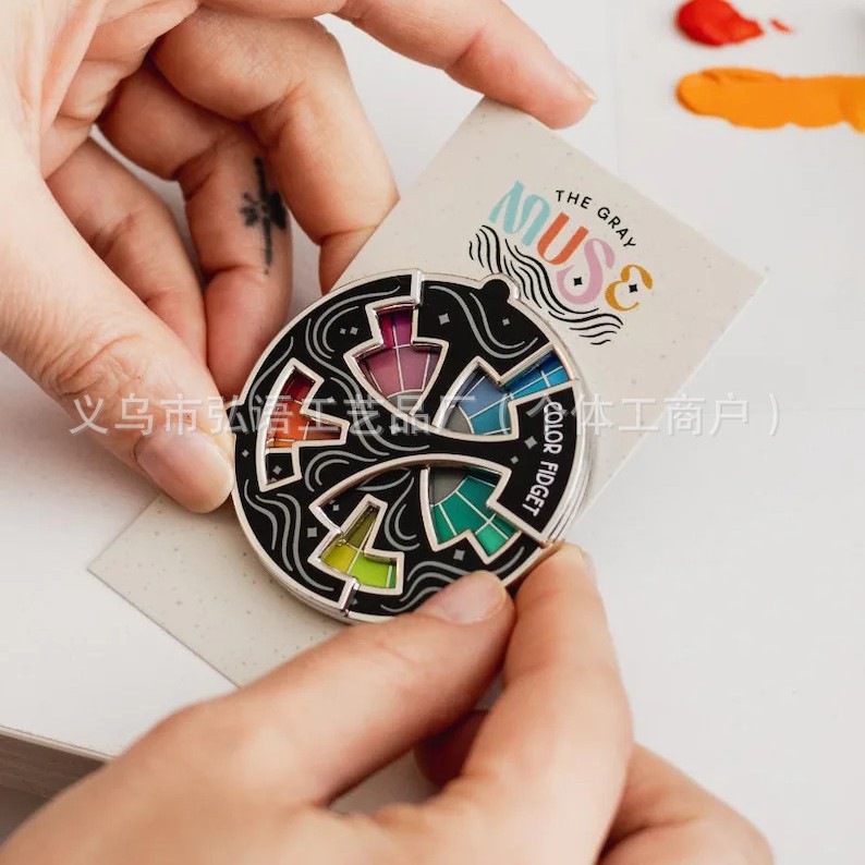 Color Fidget Enamel Pin Color Anxiety Relief Rotary Badge Decorative Pin