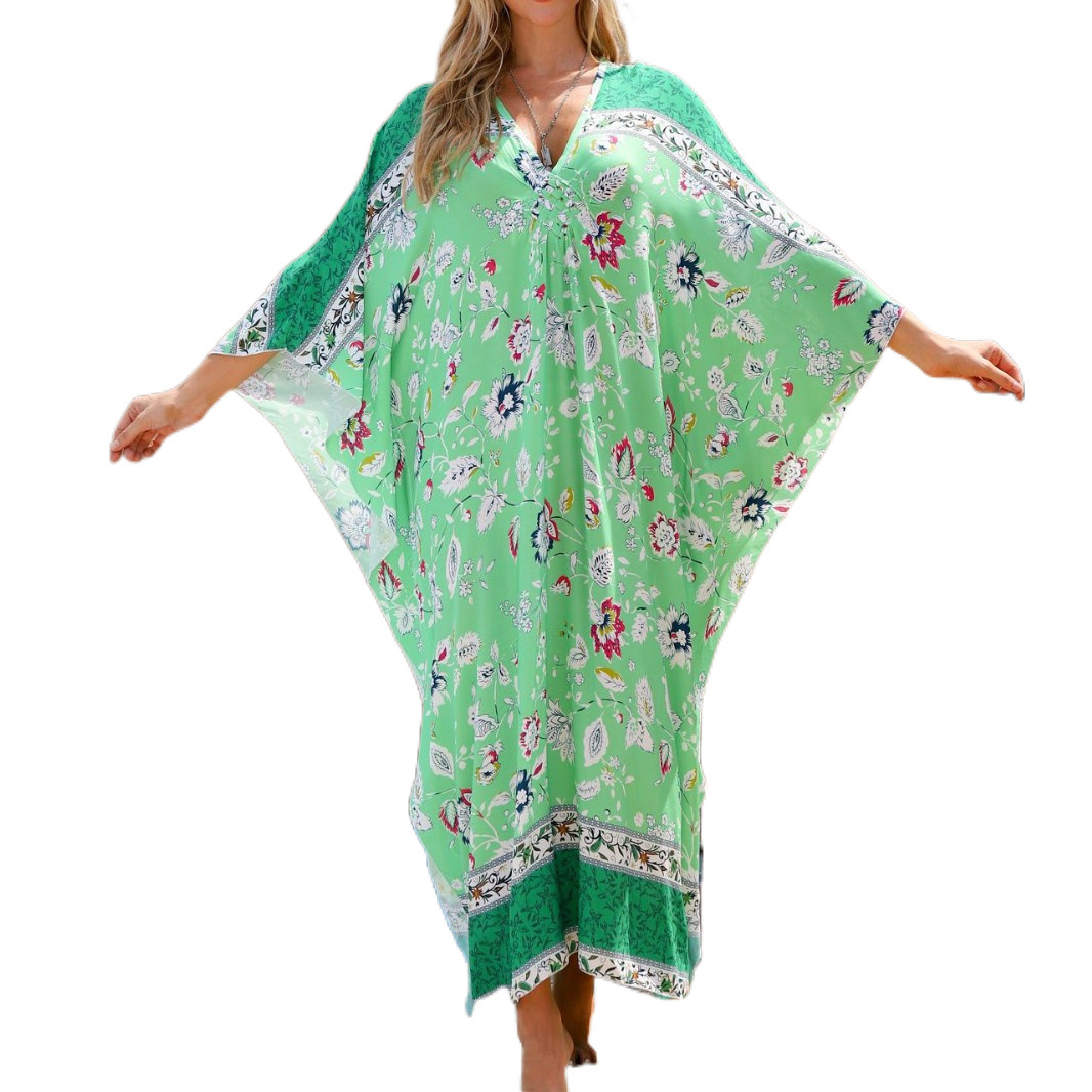 Europe and the United States cross-border foreign trade Amazon new rayon beach blouse holiday leisure loose sun bikini robe