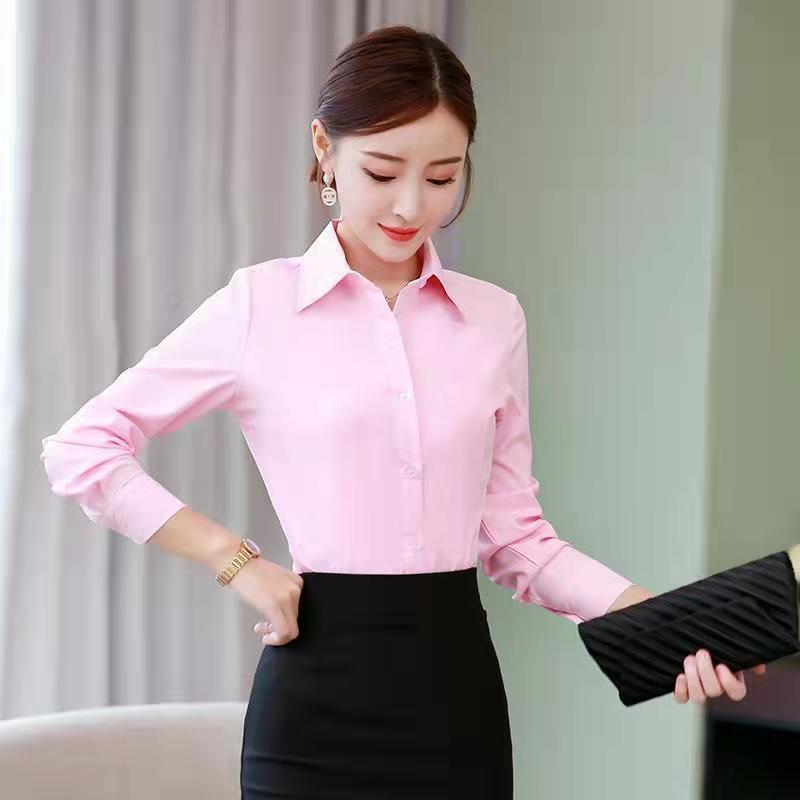 Spring and Autumn New Black Shirt Women's Korean-style Slim-fit Long-sleeved Work Shirt Work Clothes Business Dress Dress Top