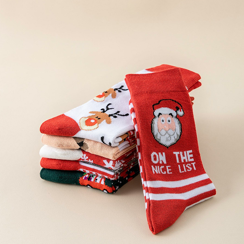 2025 New In-Stock Oversized Christmas Socks Set Mid-Tube Santa Cute Cartoon Socks Zhuji Socks