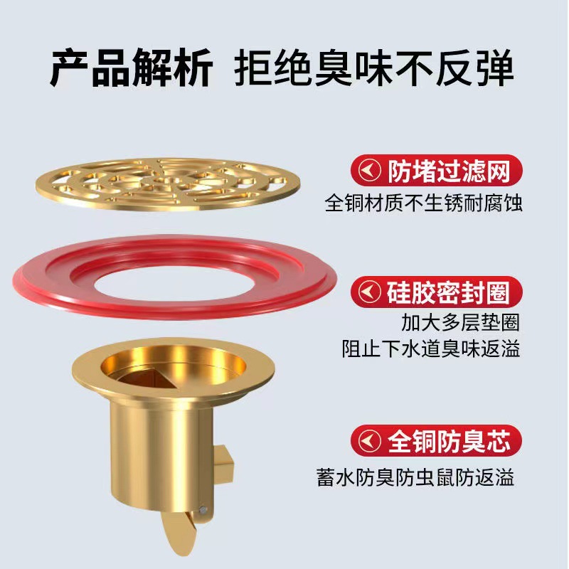 Ядро дренажа из латуни, универсальный выход, противозасоряющее, противомоскитное и противодушное