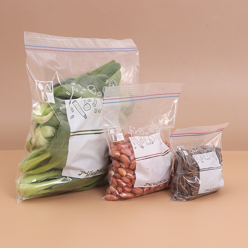 Food preservation bag wholesale double-tendon self-sealing bag household food packaging bag spot wholesale transparent refrigerator sealed bag