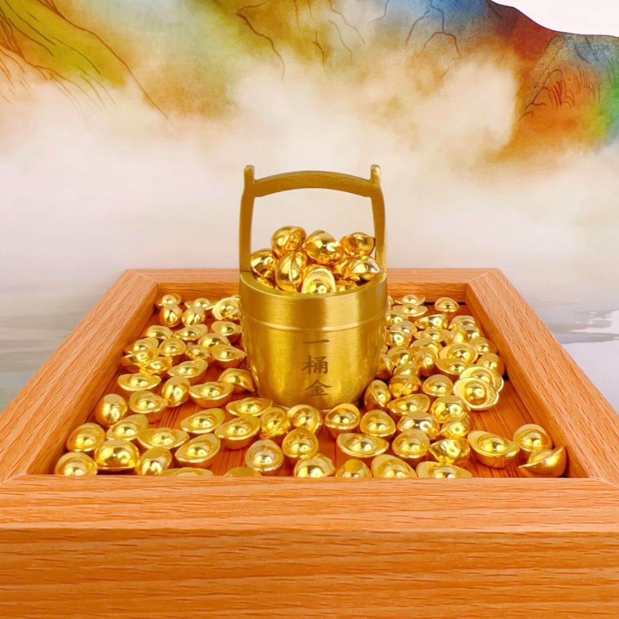 Gold Ingot Ornaments for Attracting Wealth, Gold Ingot Treasure Bowl, Gold Bar Money Bag, Attracting Wealth, a Bucket of Gold, Home Decoration Wholesale