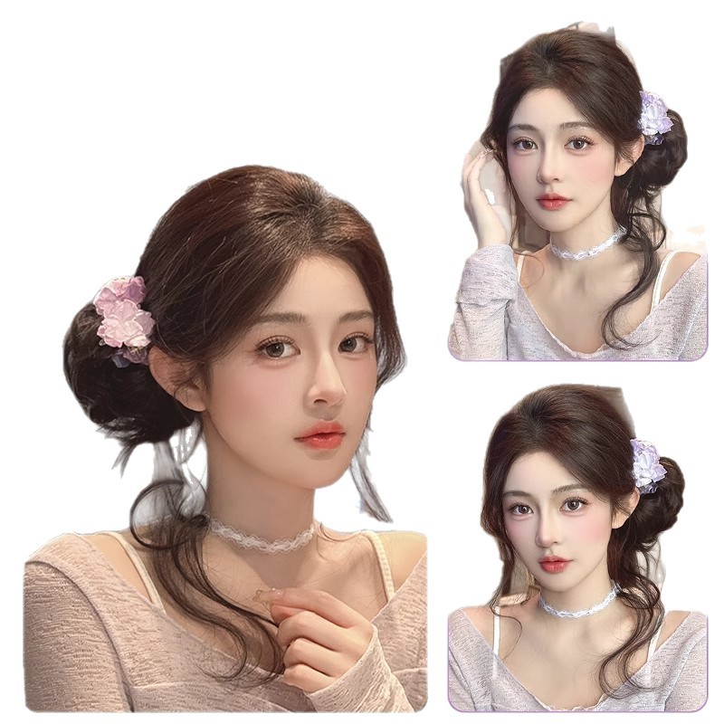 Fluffy Bun Hairpiece with Gentle Side-Tie Design, Faux Hair Bun Accessory for a Voluminous and Realistic Look