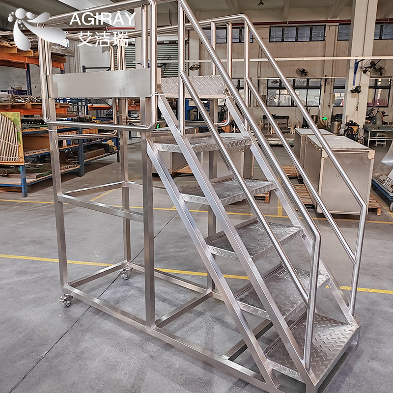 304 Stainless Steel Climbing Ladder, Purification Workshop Warehouse Climbing Step Ladder, Step Non-Slip Foot Plate Climbing Ladder