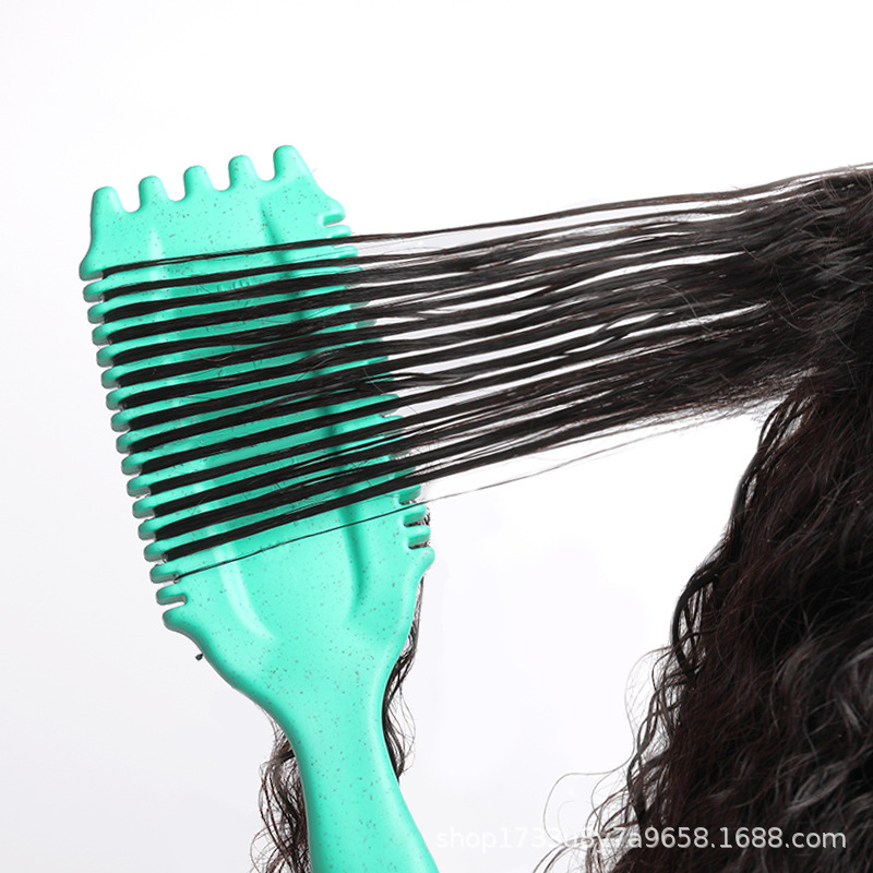 Cross-Border Wheat Straw Hairdressing Comb for Curly Hair Styling Air Cushion Bouncing Curls Defining Fluffy Skull Bristles New Hot Style