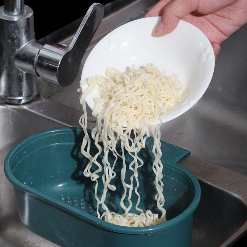 Draining basket Basin kitchen multi-functional vegetable washing basket fruit rice washing drain basket plastic basin punch-free hook basket