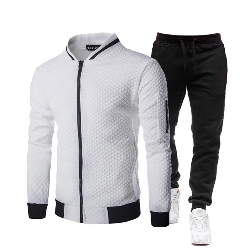 2025 Cross-Border New Autumn and Winter Men's Fashion Baseball Uniform Zipper Stand Collar Sweatshirt Solid Color Suit Casual Pants