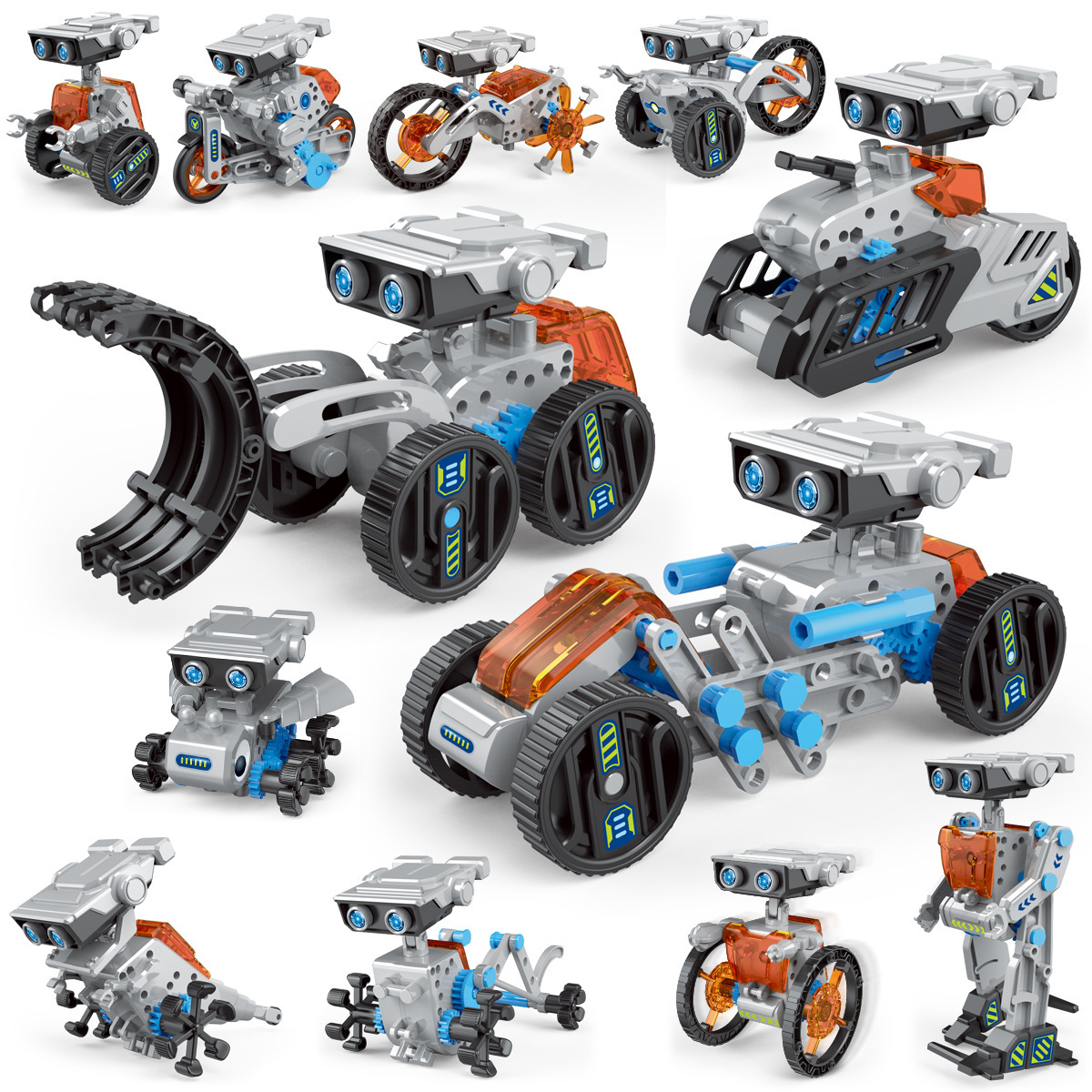 Cross-Border Kidsren's Educational Toys Electric Assembled Science and Education Building Blocks 12-in-1 Handmade DIY Educational Assembled Robot