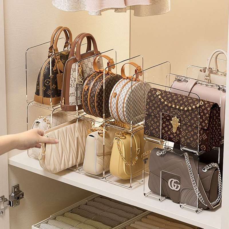 ✅ Bag Storage Acrylic Partition Wardrobe Partition Organizer Box Transparent Display Stand Non-Deformable Hanging Bag