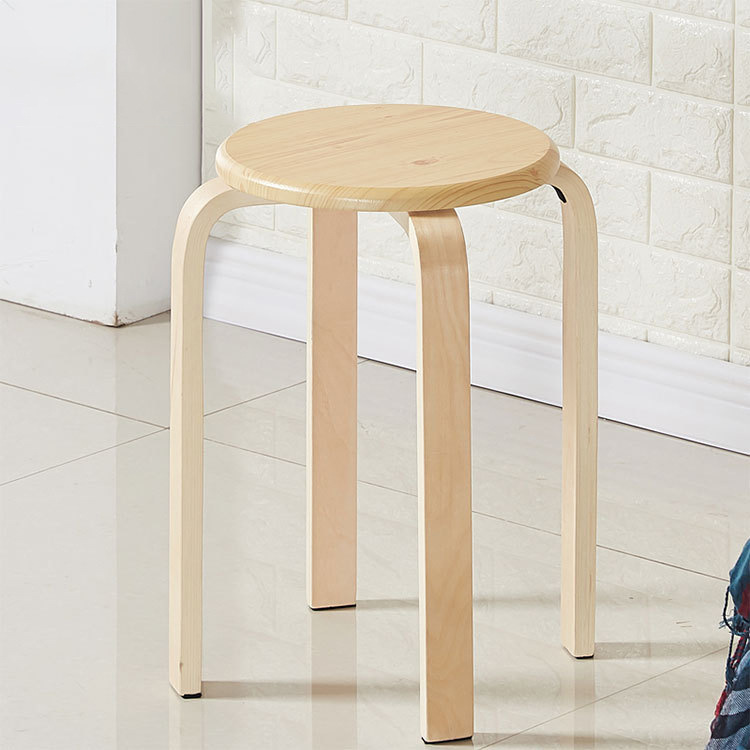 Qu Mu Stool Wholesale Stool Stacking Wooden Stool Household Stool Fashion Dining Table Stool Colorful Small Round Stool Shoe Changing Stool