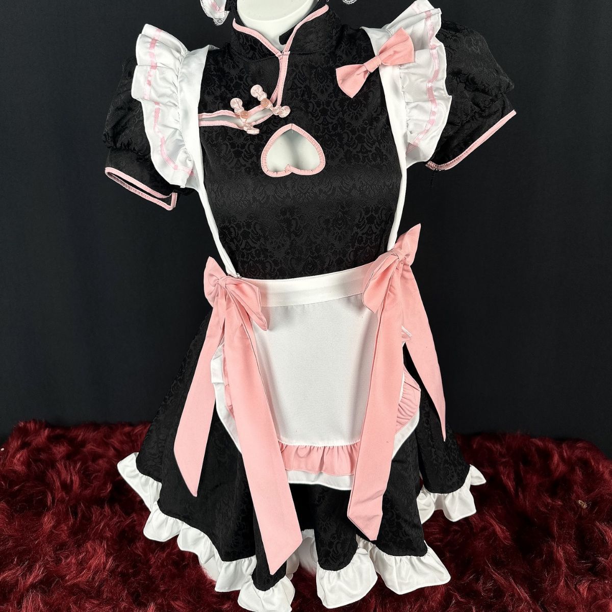 Костюм японской горничной Lolita с вырезом, китайский чонсам, сексуальное платье