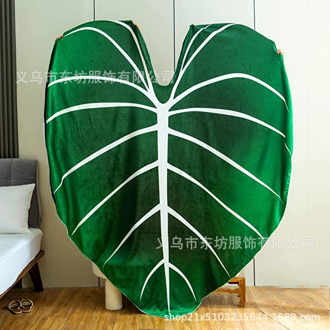 Супер мягкое большое одеяло с принтом зеленых листьев, одеяло в форме листа, популярное одеяло в форме листа