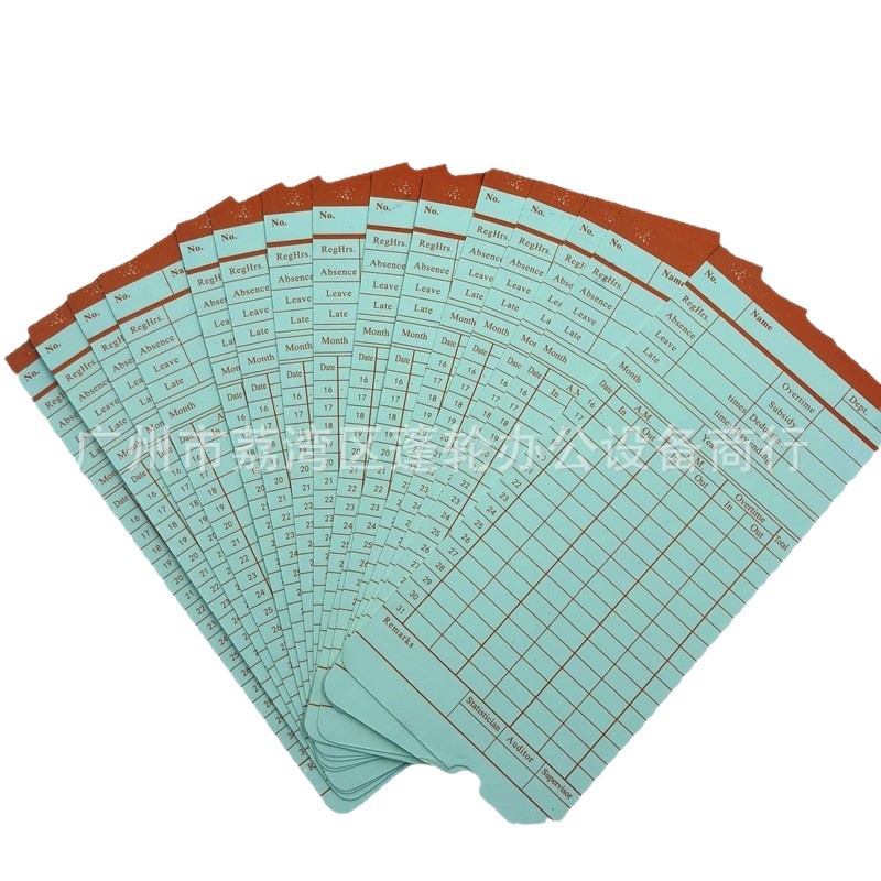 English Card Attendance Punch-In Paper Universal Card Clock Punch-In Machine Cardboard Export Time Card Paper Attendance Card
