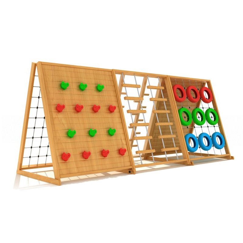 Customized Kindergarten Outdoor Climbing Frame Children's Rock Climbing Bridge Outdoor Large Wooden Combination Slide Amusement Equipment