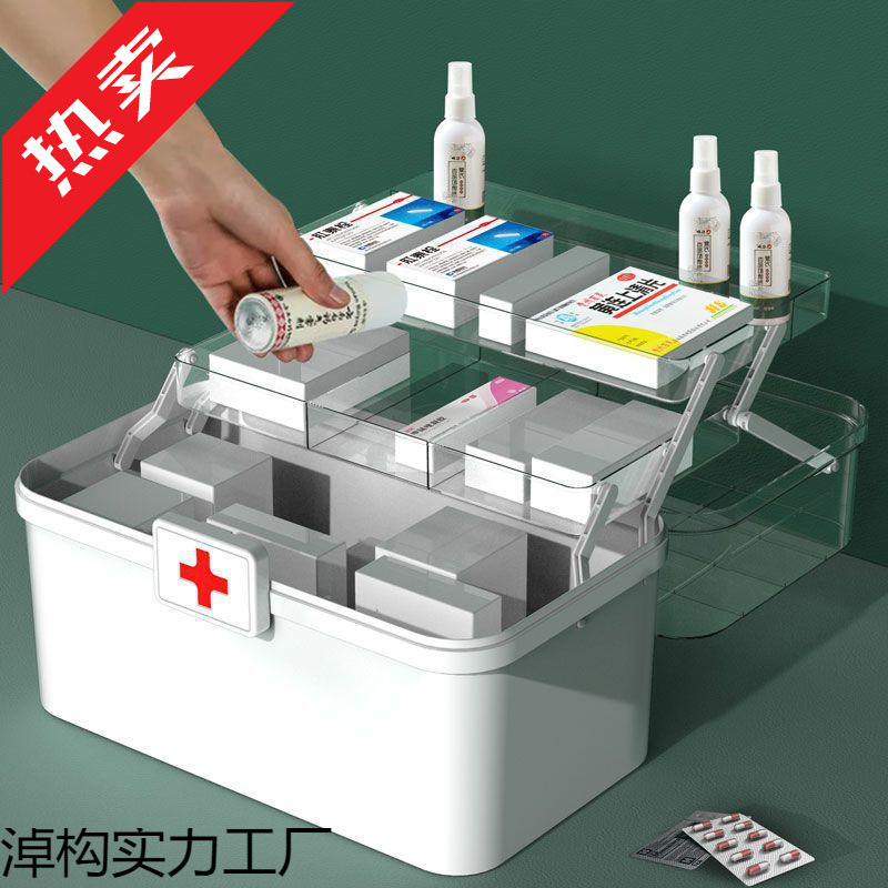 Medicine box multi-layer medicine box household large capacity full set of emergency medical drugs storage through wholesale