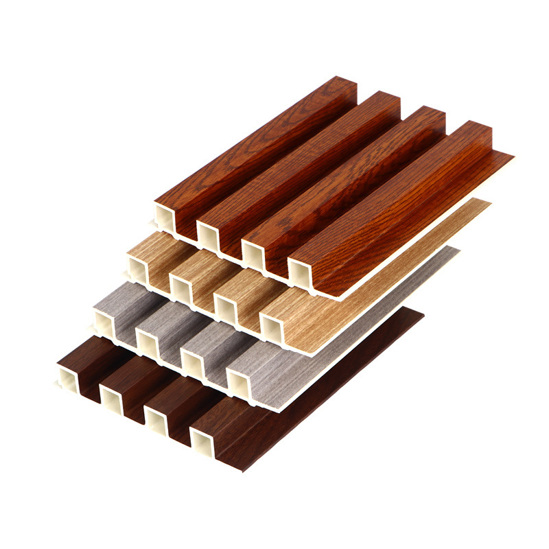 Bamboo Wood Fiber Grille Pvc Concave and Convex Tv Background Wall Decoration Export Ecological Wood Grain Grille Board