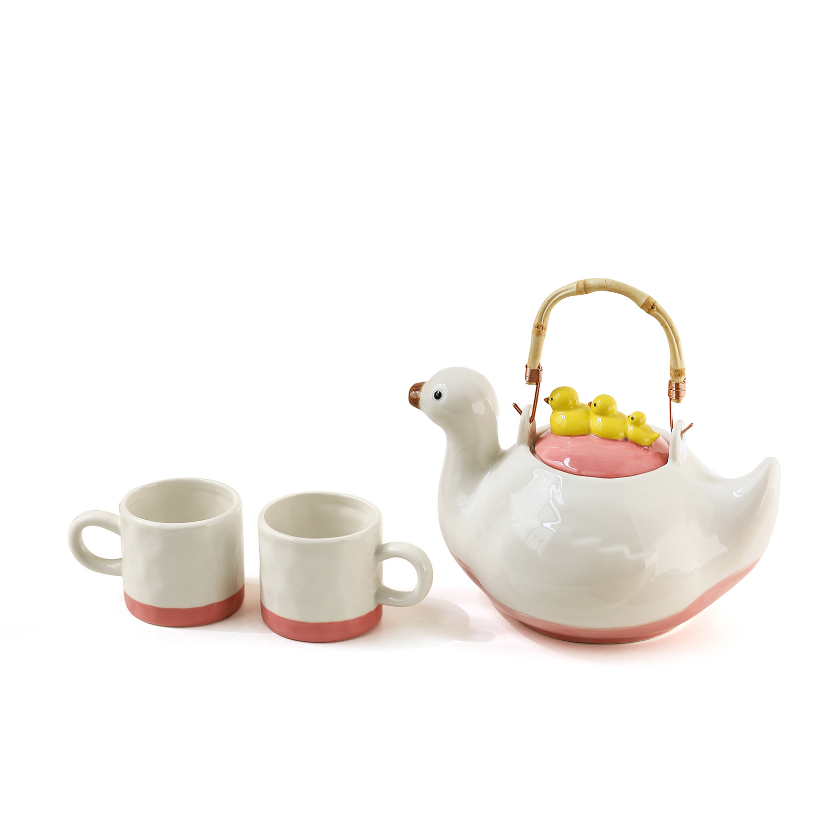 High-Looking Household Teapot and Teacup, Cartoon Cute Water Kettle Set, Creative Duck Ceramic Water Set