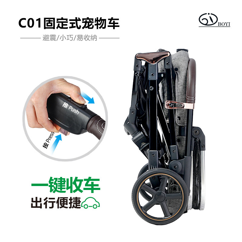 Cross-Border New Small Breathable Pet Stroller All-In-One Cat and Dog Teddy Portable Wholesale Out and Foldableing