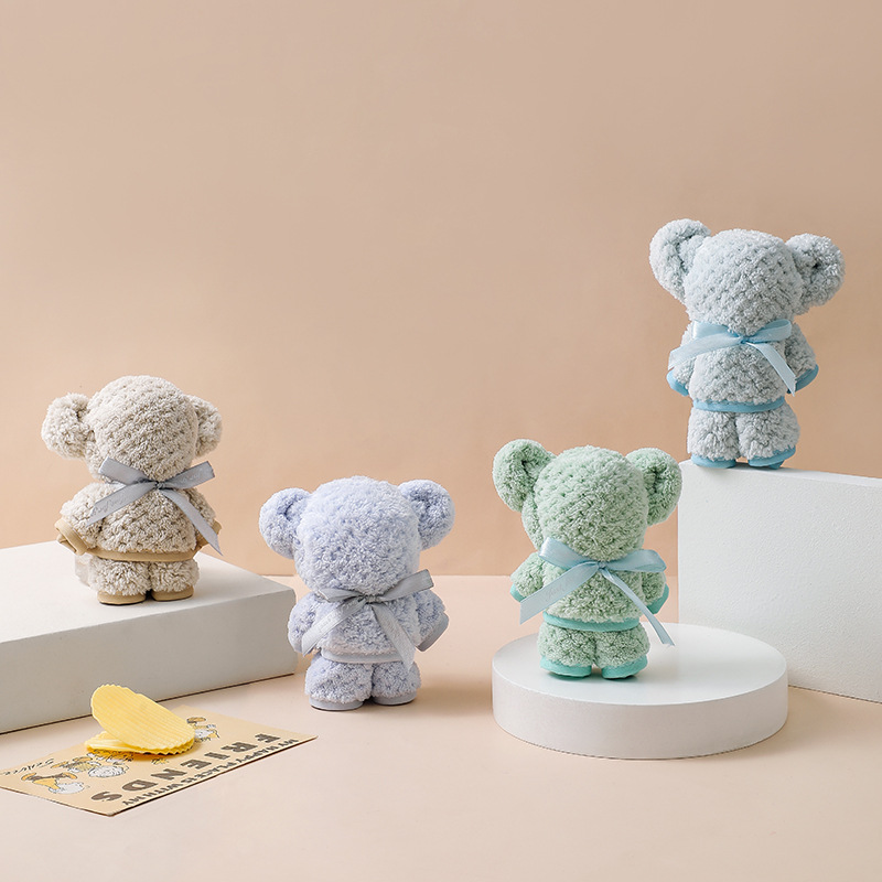 Wedding Coral Fleece Red Towel Bear Portable Gift Box Embroidered LOGO Absorbent Japanese Pineapple Pale Festival Gift