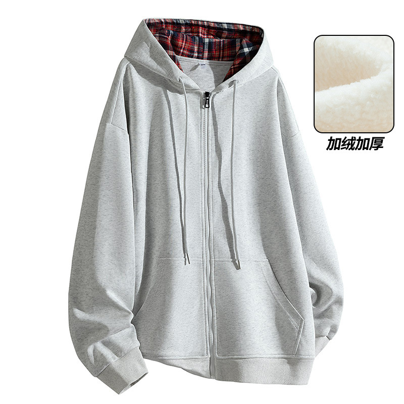 Free Shipping Heavy Hooded Cardigan Sweater Men's 2024 Thick American Style Fashion Brand Loose Casual Top