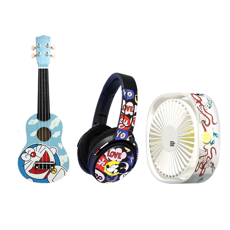 Water transfer printing sticker manufacturer Bluetooth earphone shell low temperature water sticker processing fan shell plastic printing water printing paper