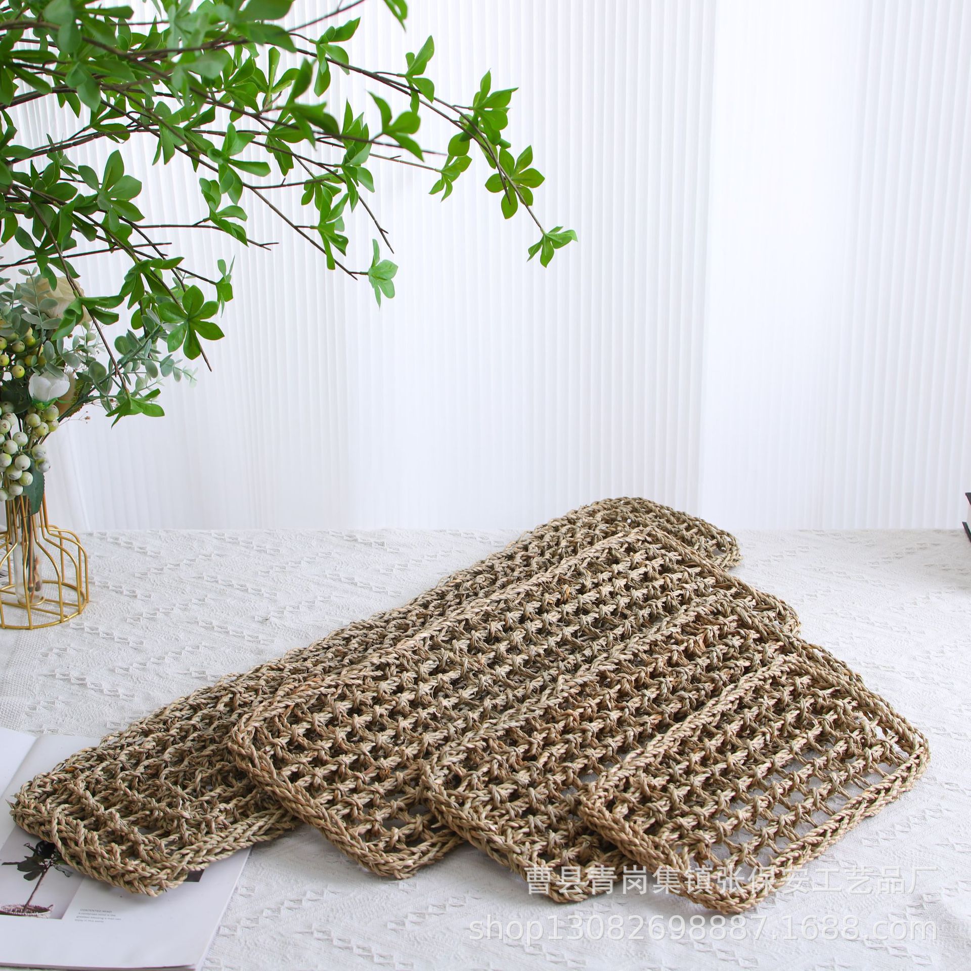 in stock Straw Pet Mat Handmade Grass Mat Parrot Grinding Mat Cat and Dog Pet Mat Lizard Hammock Pet Climbing Mat