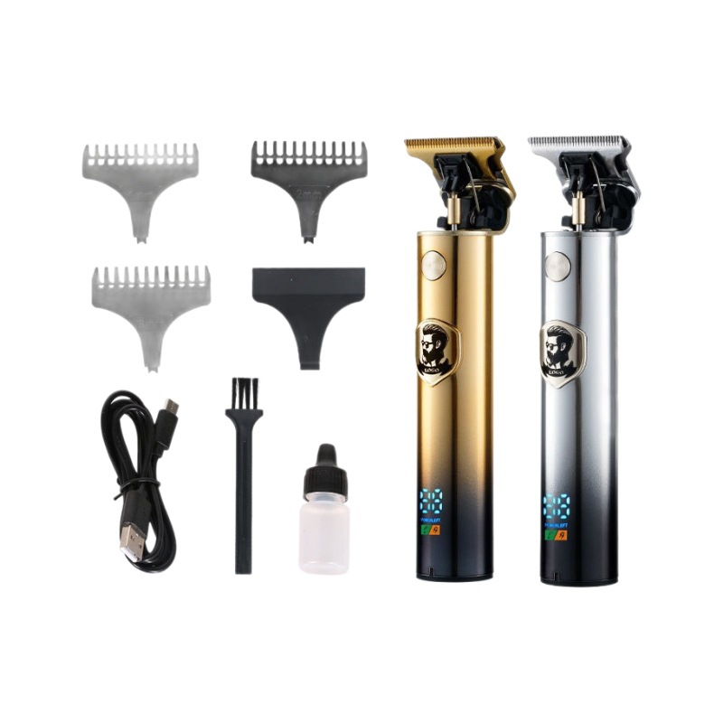 New Cross-Border Electric Hair Clipper Digital Display Charging Household Electric Clipper Retro Carved Oil Head Electric Hair Clipper