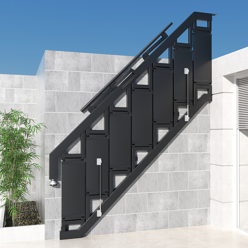 Полностью сварная лестница из алюминиевого сплава для мансарды, складная, простая, на заказ, двухуровневая, с подлокотником