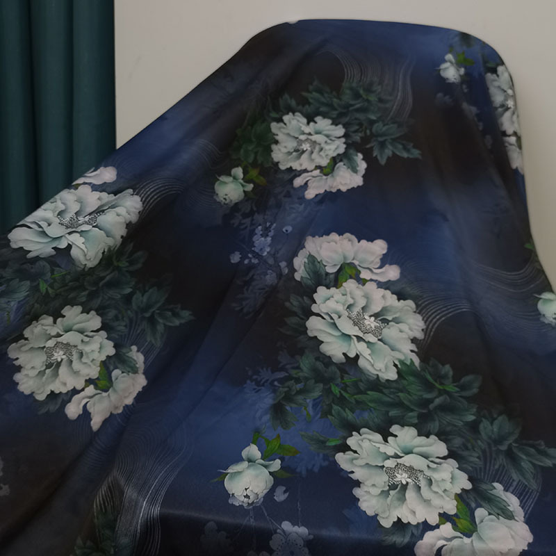 National Style Cheongsam Luggage Tea Mat Double Silk Wrinkled Fabric Wholesale Chinese Retro Satin Fragrant Cloud Yarn Double Wrinkled Fabric