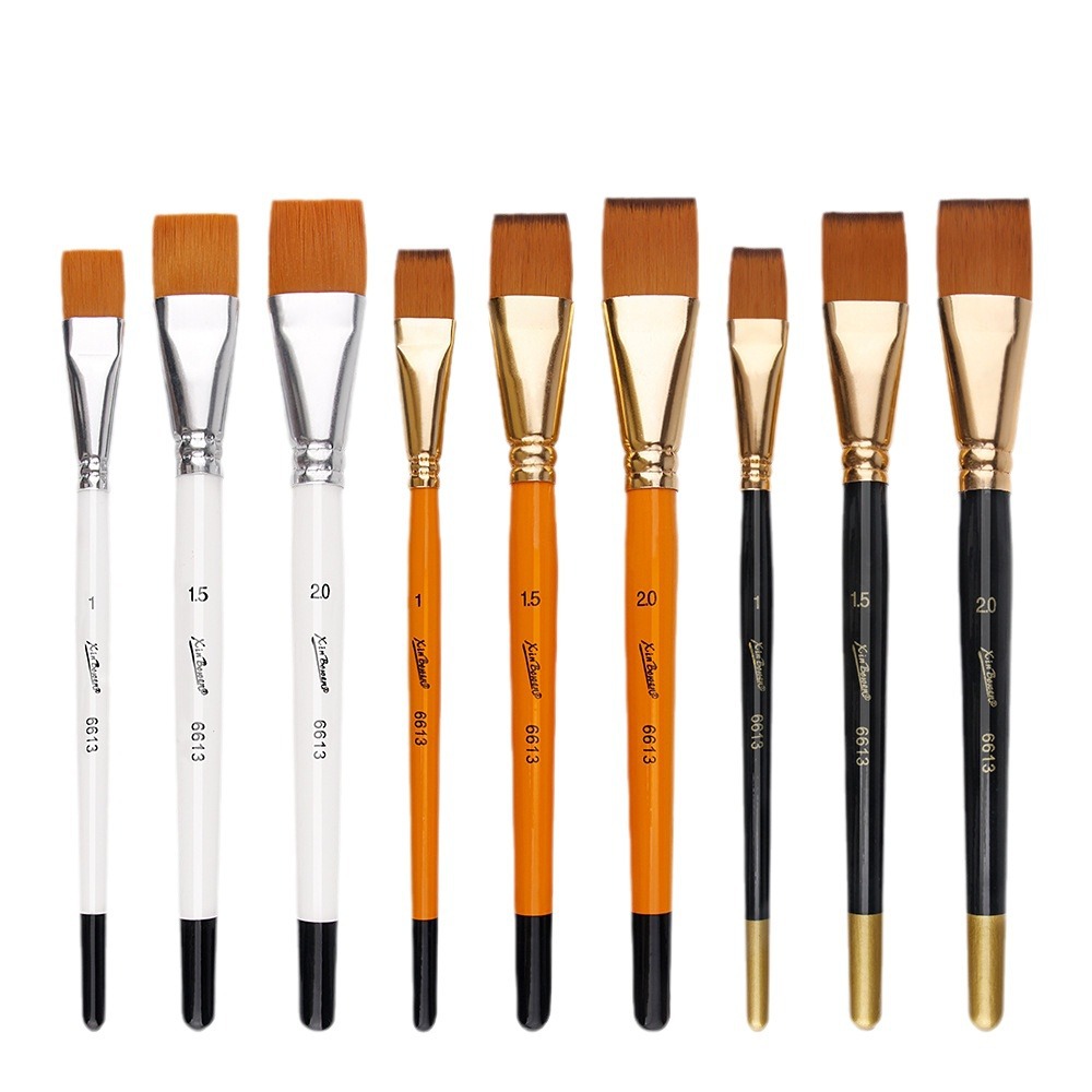 Art wooden oil brush board brush 3 short rod suit student art painting gouache watercolor brush wholesale