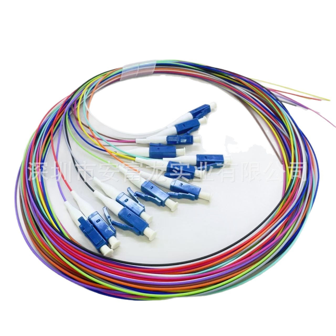 Optical fiber pigtail 12-core square head round head small square beam tail SC/LC/FC optical fiber wire round head low smoke halogen-free material