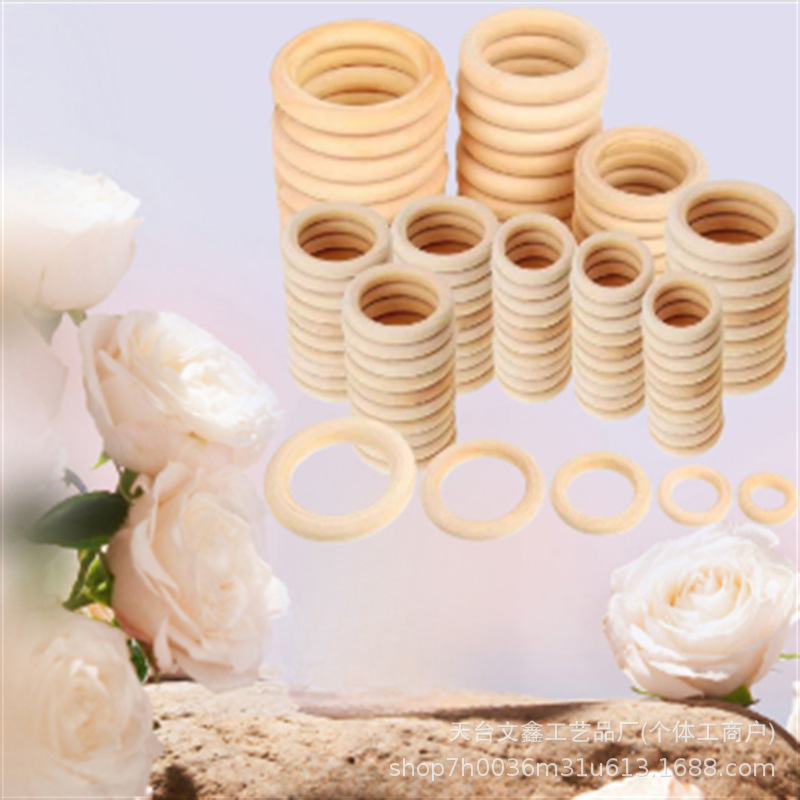 Manufacturer Wholesale 15-180mm Natural Wood Color Lotus Wood Rings DIY Accessories Hanging Rings Handbag Buckles Curtain Bag Wood Rings