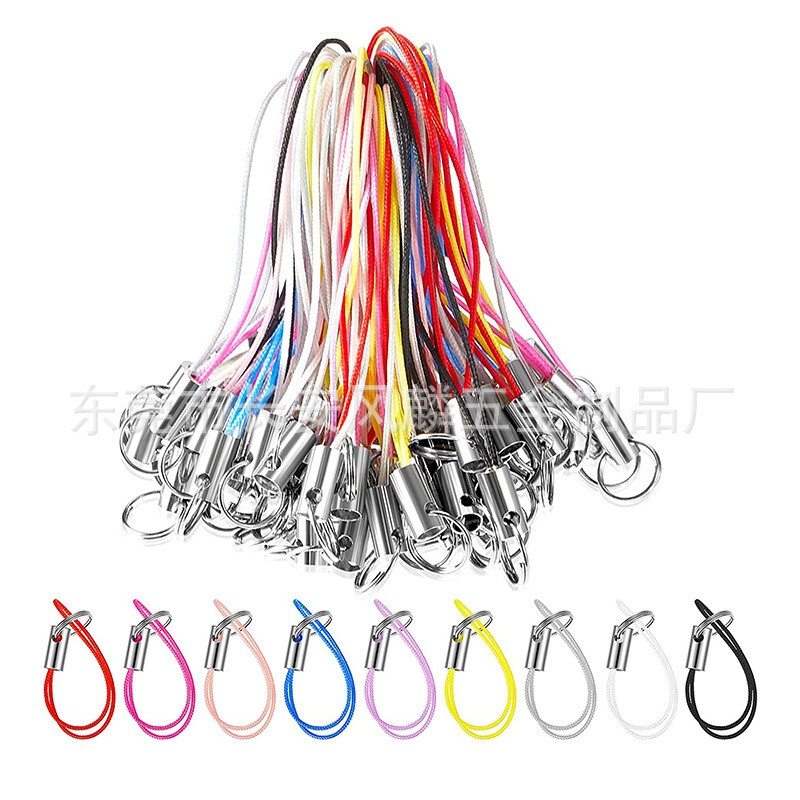 DIY Color Mobile Phone Rope Double Ring Mobile Phone Lanyard Doll Doll Pendant Rope Key Ring U Disk Brand Hanging Rope
