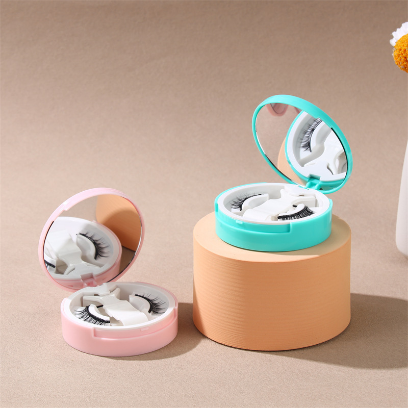 Popular Round Magnet Eyelash All-In-One Box, Glue-Free False Eyelash Storage Box, Matching Eyelash Magnetic Clip