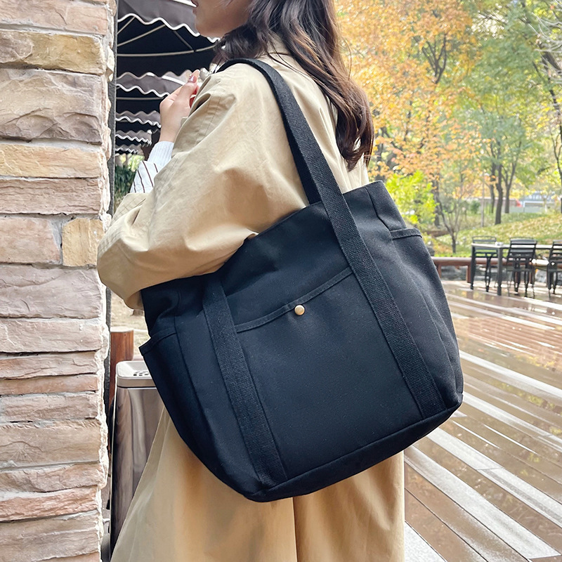 Cross-border New Women's Canvas Bag Large Capacity Handbag Casual All-match Work Bag Shoulder Tote Bag