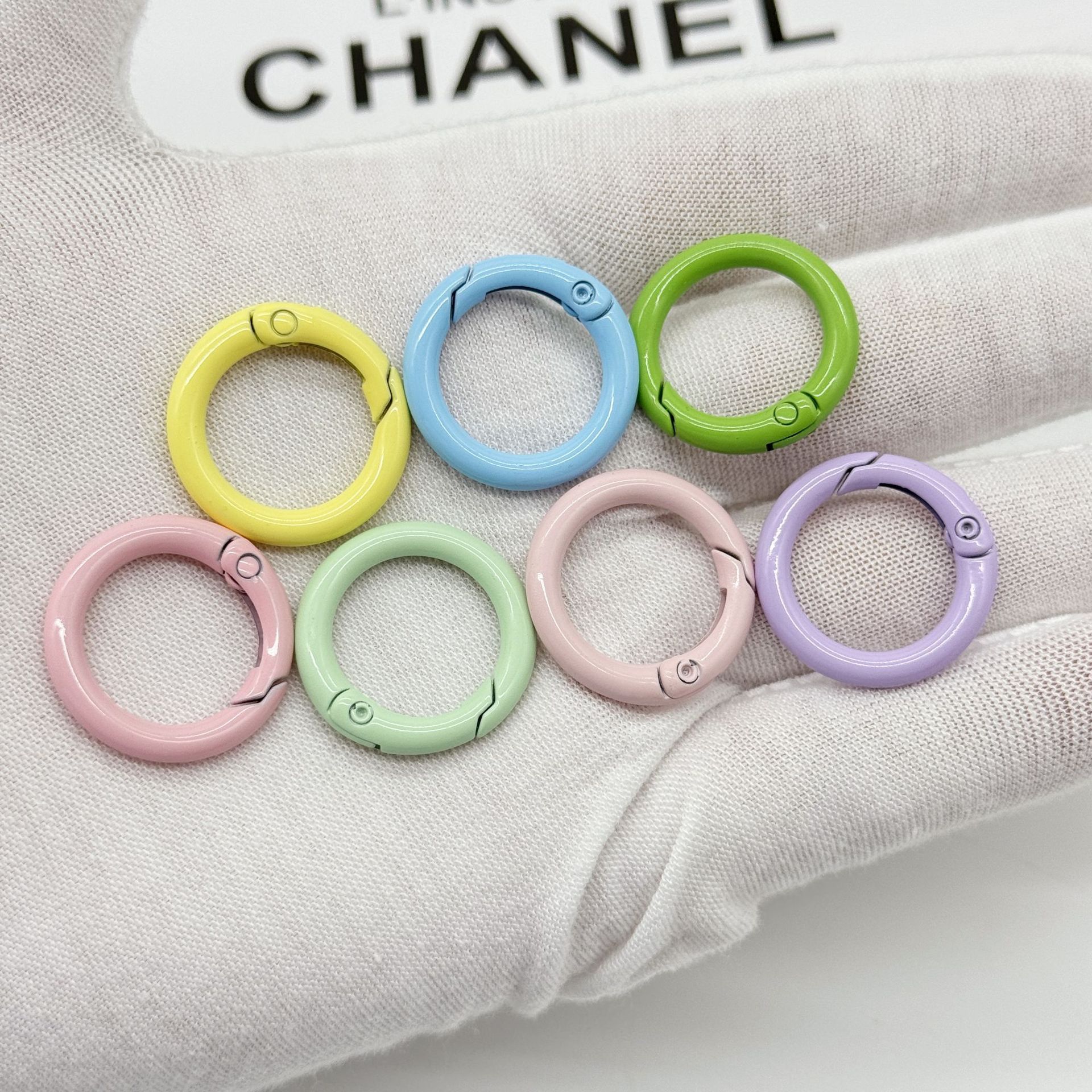 Candy color spring buckle paint zinc alloy color book ring card ring keychain diy jewelry accessories metal ornaments