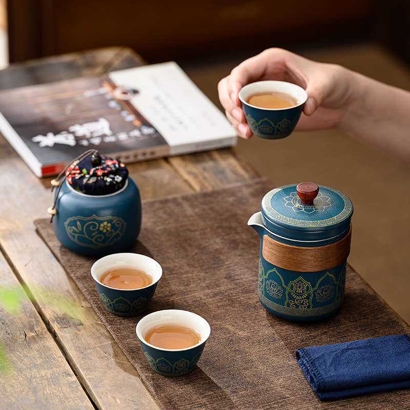 Kung Fu Tea Set Wholesale Travel Tea Set Portable Japanese Outdoor Express Cup Holiday Business Gift logo