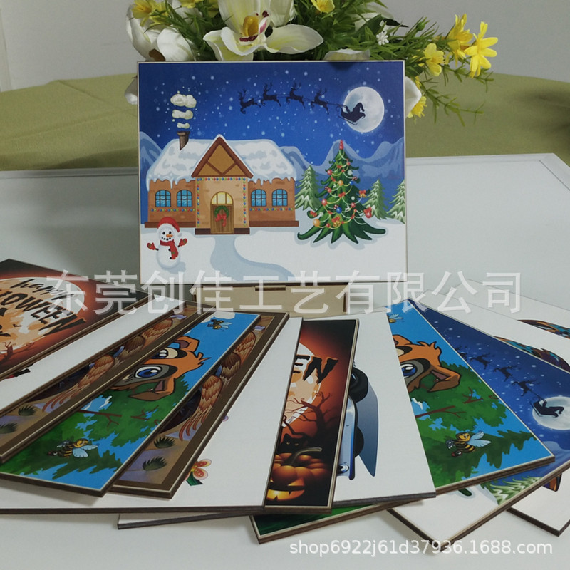 Manufacturer Supplies Wood Board Uv Printing Processing, Wood Block Uv Color Printing, High-Definition Printing, Inkjet Printing, Puzzle Refrigerator Magnets