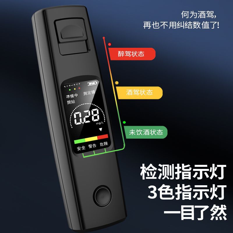 Car-Mounted Alcohol Tester, Rechargeable Portable Alcohol Detector, Cross-Border Version, Air-Blown High-Precision Mini Alcohol Tester