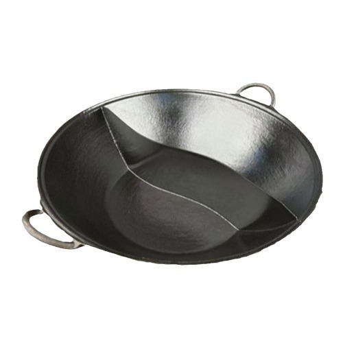 Chongqing Old Hot Pot Special Free Enamel Raw Iron Pot Flat Dry Pot Round Bottom Double Ear Mandarin Duck Jiugongge Cast Iron Pot