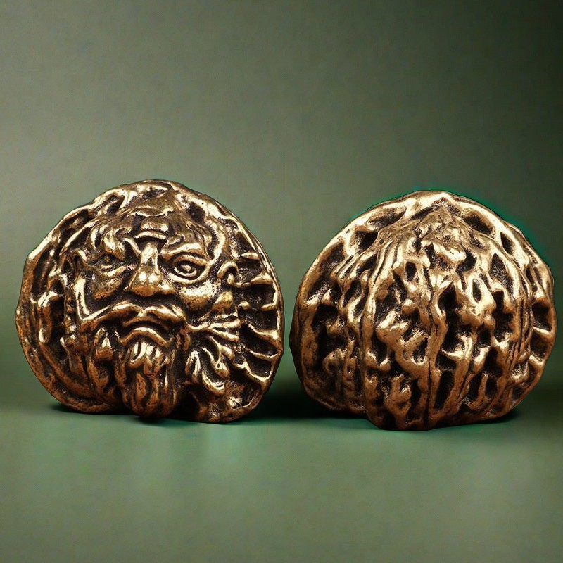 Zhongyi Walnut Solid Copper-Plated Handpiece Collection and Play Fitness Ornaments Home Desktop Tea Pet Wholesale Wrist