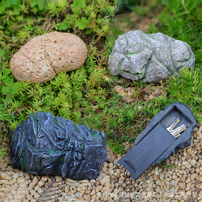 Кросс-бордерная Amazon, солнечный свет, имитация камня, маленькие украшения, креативная скрытая коробка для хранения ключей